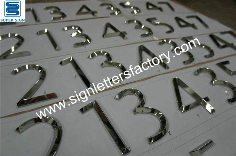 Fabricated 3D polished mirror stainless steel sign letters and numbers
